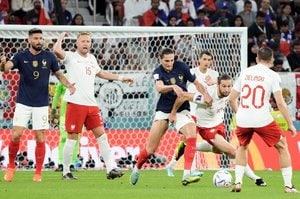 PHOTOギャラリー「ピッチの焦点」キリアン・エムバペの2連続ゴールでフランスがポーランドに圧勝！【FIFAワールドカップ2022カタール　フランス代表vsポーランド代表2022年12月4日】（渡辺航滋撮影）の画像