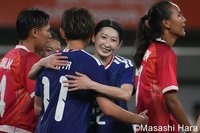 なでしこジャパン、衝撃の2人ハットトリック！ 先制の中嶋淑乃が歓喜＆宝田沙織は10分足らずで3点！ 代表初ゴールの選手が笑顔のハグ！アジア大会初戦で快勝！【日本女子代表vsタイ女子代表】激闘PHOTOギャラリー