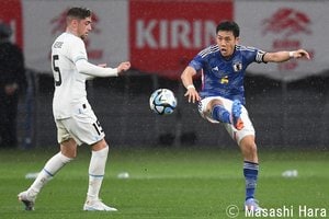 西村拓真のシュートで引き分けに持ち込んだサッカー日本代表　PHOTOギャラリー【キリンチャレンジカップ２０２３ 日本代表ｖｓウルグアイ代表 ２０２３年３月２４日 １９：３７キックオフ】の画像