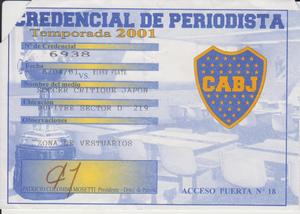 ボカ対リーベルの取材許可証　これでロッカールームまで入れます