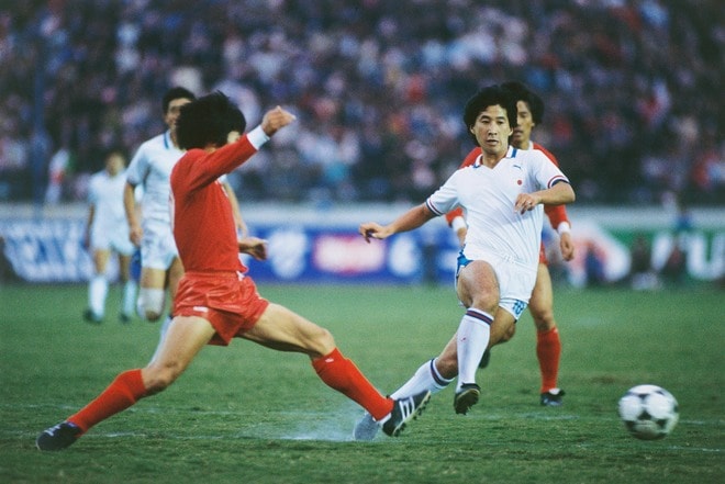 １９８５年　メキシコ・ワールドカップ予選・韓国戦での木村和司の勇姿　写真：青木紘二/アフロスポーツ
