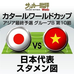 サッカー日本代表、ワールドカップアジア最終予選・ベトナム代表戦の｢スタメン発表｣久保建英も先発起用に復帰！三笘薫、A代表デビューの旗手怜央ら「川崎フロンターレ勢」が半分を占める！最終予選「ラストゲーム」に森保一監督が送り出した｢11人のメンバー｣とは?【図表】の画像
