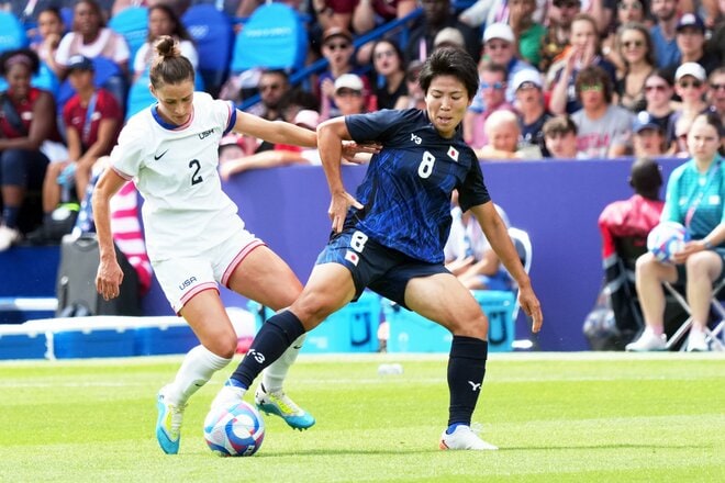 パリ五輪なでしこジャパン「激闘の記録」PHOTOギャラリー22枚　準々決勝アメリカ戦　金メダル獲得アメリカを相手に延長戦までもつれ込む「大奮闘」も…デニス・ロッドマン娘の一発に沈むの画像005