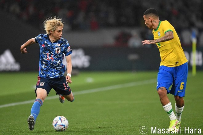 【サッカー日本代表「0-1」ブラジル戦からの「未来」】シュート数「4対18」決定機「0」の“現在地”!アジアでは“無双”の伊東純也&三笘薫の「個」が通じずで磨くべき「武器」とは?(1)【ガーナ戦「想定フォーメーション図」】の画像