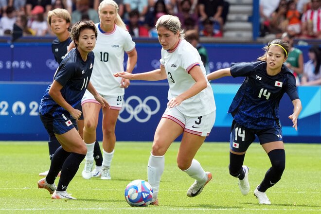 パリ五輪なでしこジャパン「激闘の記録」PHOTOギャラリー22枚　準々決勝アメリカ戦　金メダル獲得アメリカを相手に延長戦までもつれ込む「大奮闘」も…デニス・ロッドマン娘の一発に沈むの画像004