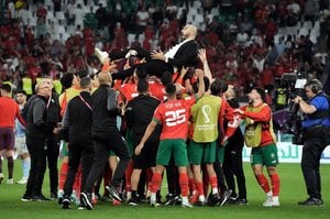 PHOTOギャラリー「ピッチの焦点」モロッコ代表「スペイン代表撃破の大金星」で初のベスト8へ進出！【FIFAワールドカップ2022カタール　モロッコ代表vsスペイン代表2022年12月6日】（渡辺航滋撮影）の画像