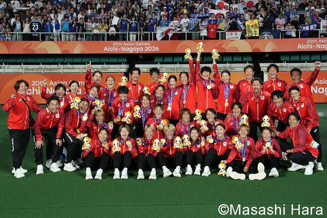 なでしこ西尾葉音｢起死回生｣の同点弾！塩越柚歩｢圧死寸前｣のPK成功後！大場朱羽｢神PK阻止｣で手にしたアジア大会3連覇の金メダル【日本女子代表vs北朝鮮女子代表】激闘PHOTOギャラリーの画像008