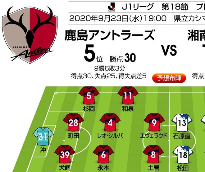 「J1プレビュー」9/23 鹿島-湘南「好調チームのリベンジなるか」の画像